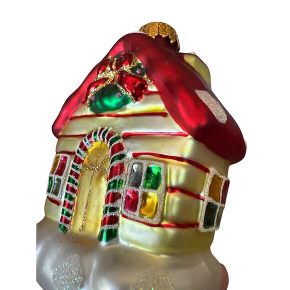 Christmas Village House Ornament Glass Embellished UT Wreath Glitter - Picture 7 of 9